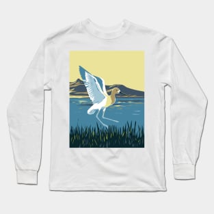 American Avocet in the Great Salt Lake Utah USA WPA Art Poster Long Sleeve T-Shirt